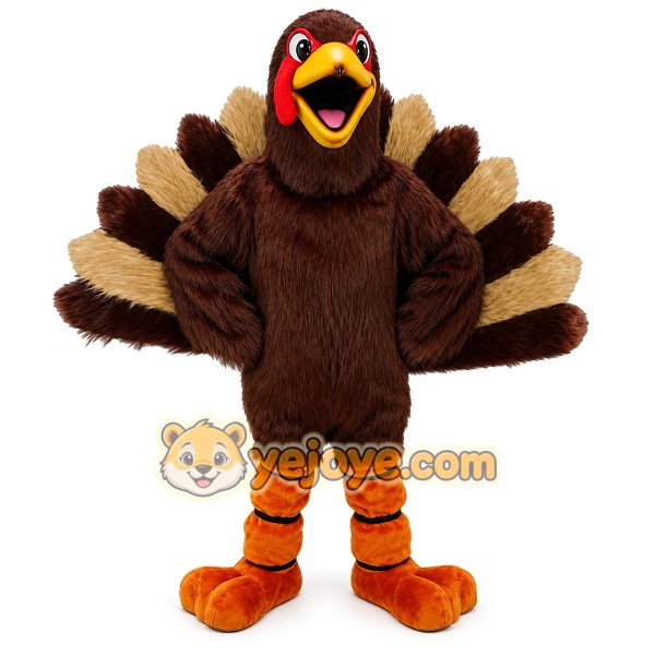 Long haired turkey mascot costume