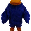 Deep blue duck long fur cartoon mascot costume