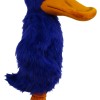 Deep blue duck long fur cartoon mascot costume