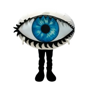 White eyeball cartoon mascot costume