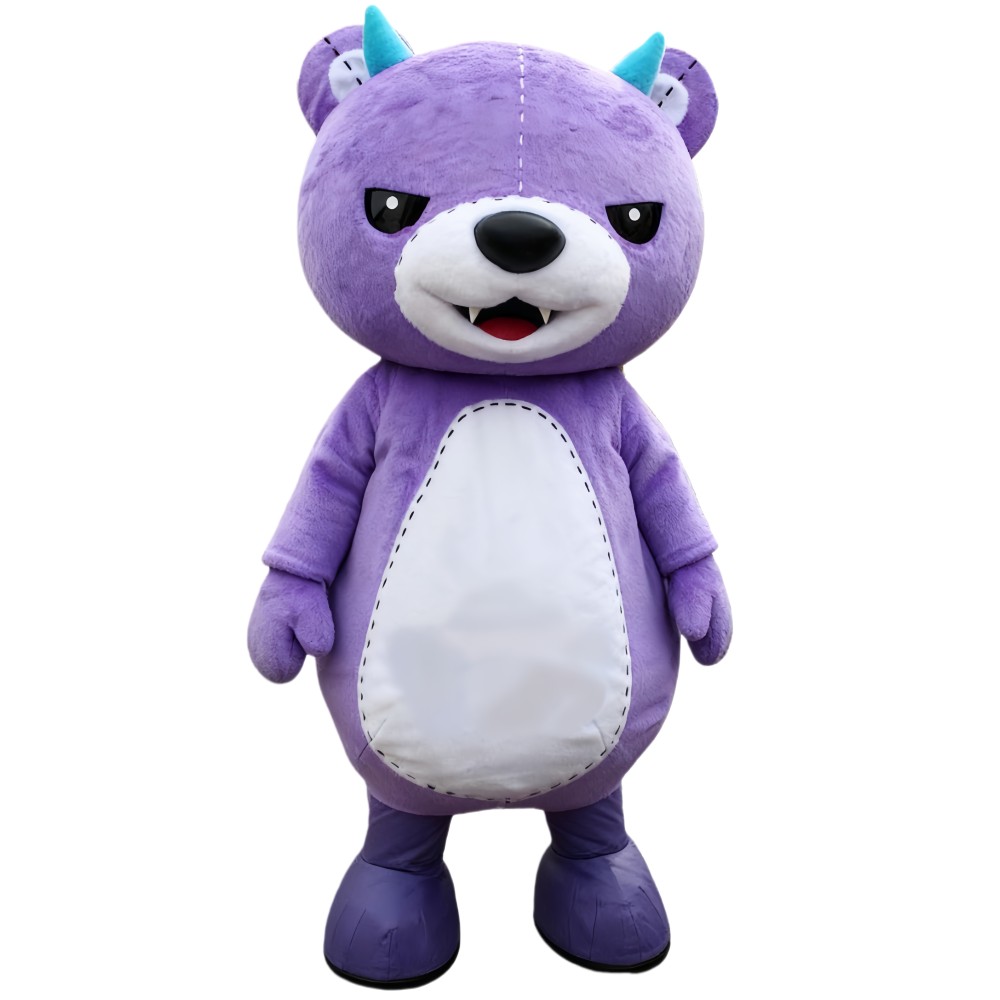 Purple little devil bear cartoon Mascot costume