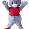 Grey teddy bear cartoon mascot costume