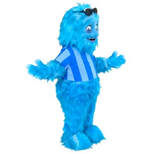 Blue snow monster long fur cartoon mascot costume