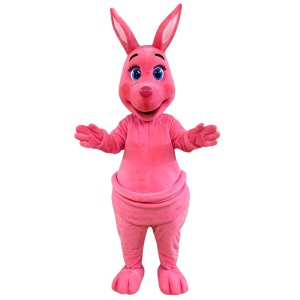 Pink kangaroo cartoon mascot costume