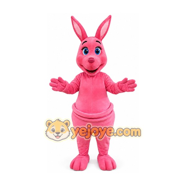 Pink kangaroo cartoon mascot costume