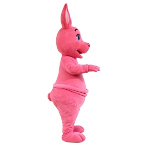 Pink kangaroo cartoon mascot costume