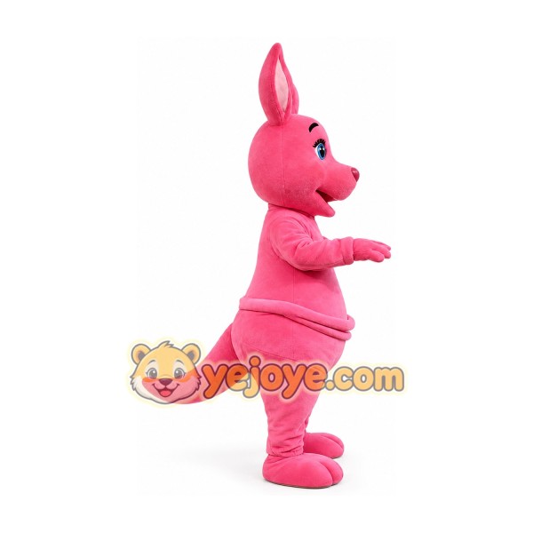 Pink kangaroo cartoon mascot costume
