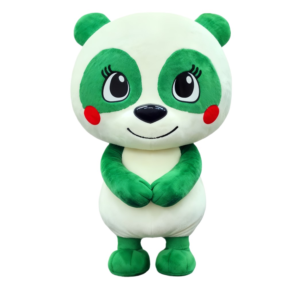 Green and white cartoon panda mascot costume