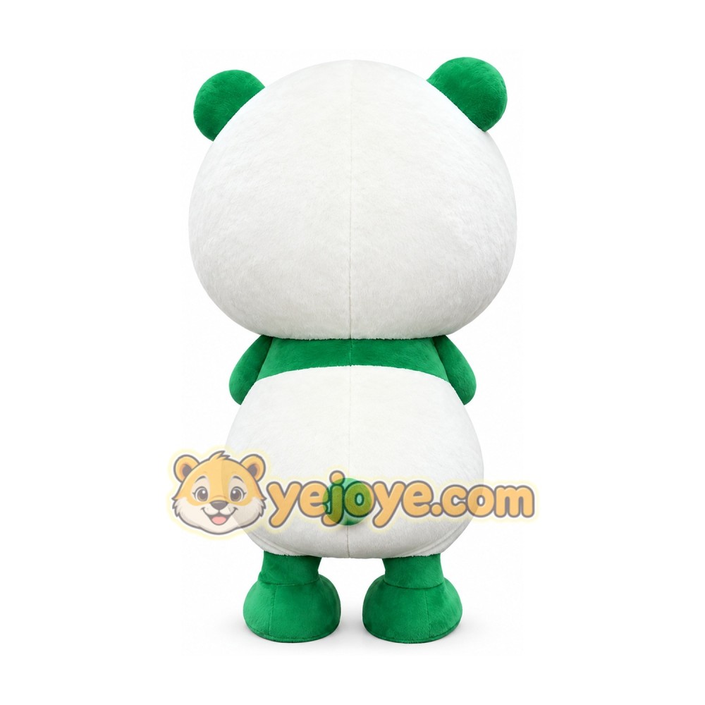 Green and white cartoon panda mascot costume