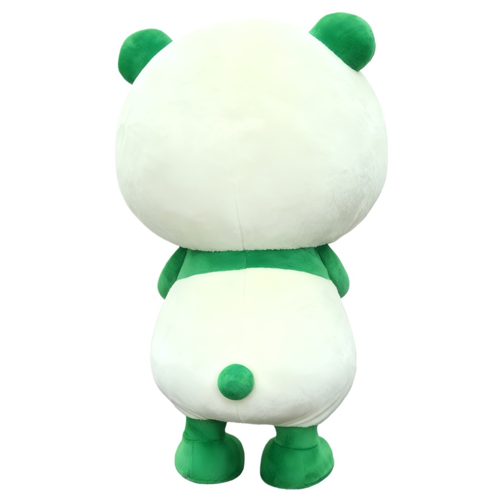 Green and white cartoon panda mascot costume