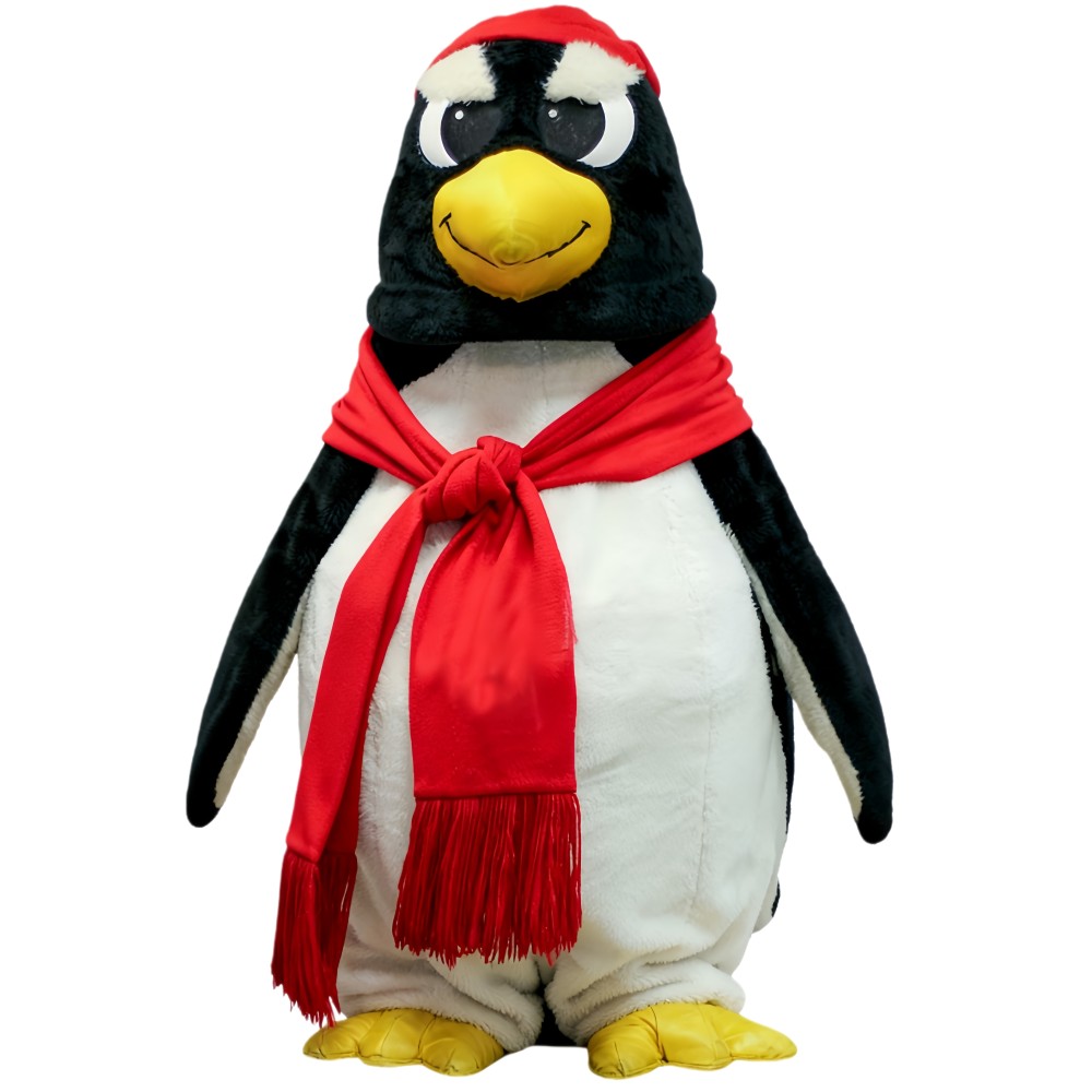 Red Scarf Cartoon Penguin Mascot Costume