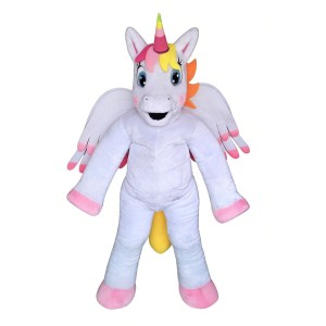 White Unicorn Cartoon Mascot Costume