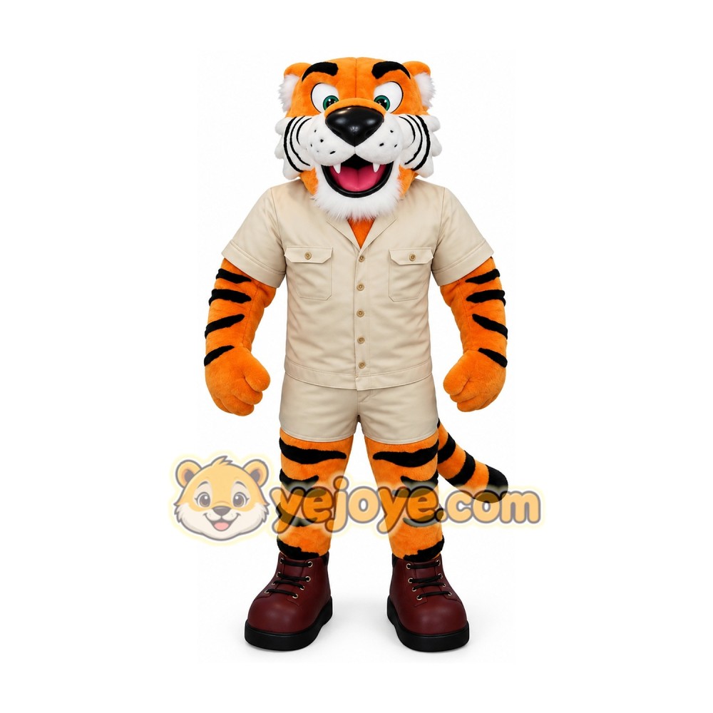 Muscle tiger cartoon mascot costume