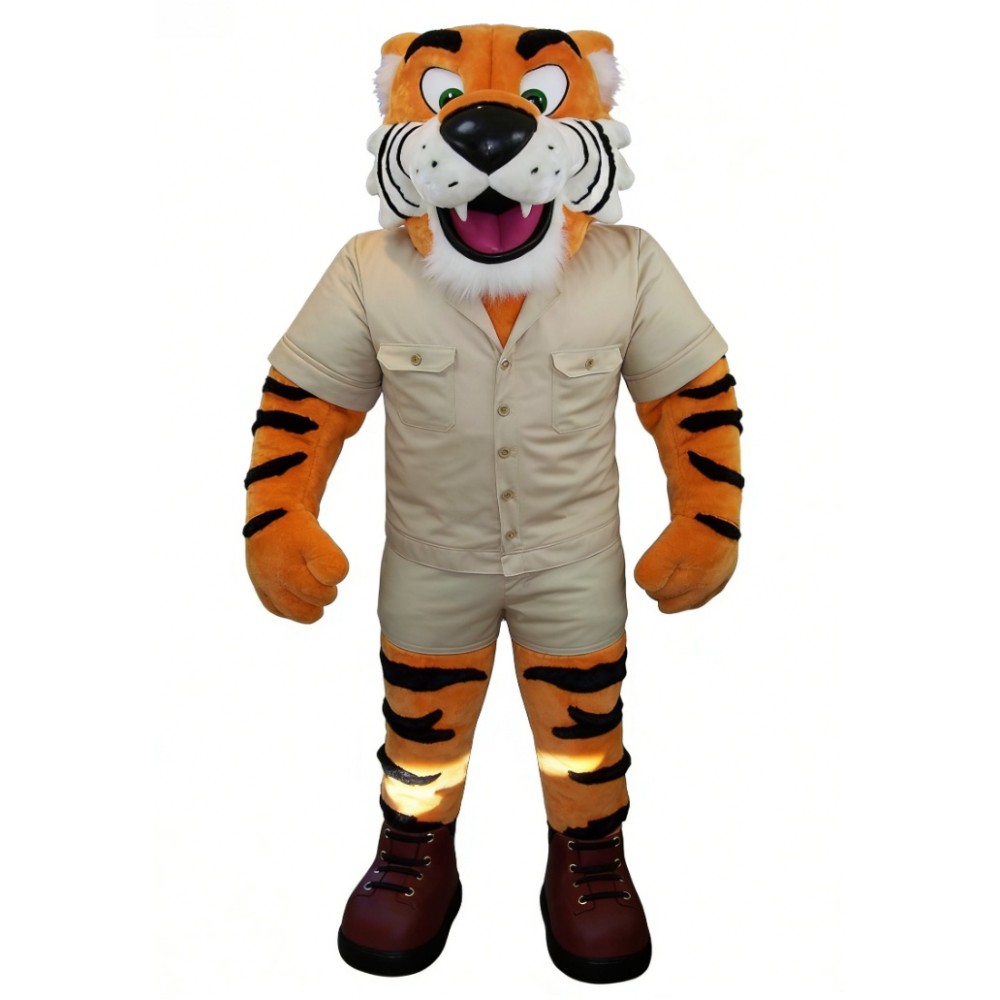 Muscle tiger cartoon mascot costume