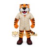 Muscle tiger cartoon mascot costume