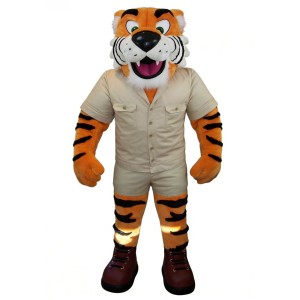 Muscle tiger cartoon mascot costume