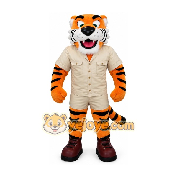Muscle tiger cartoon mascot costume