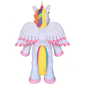 White Unicorn Cartoon Mascot Costume