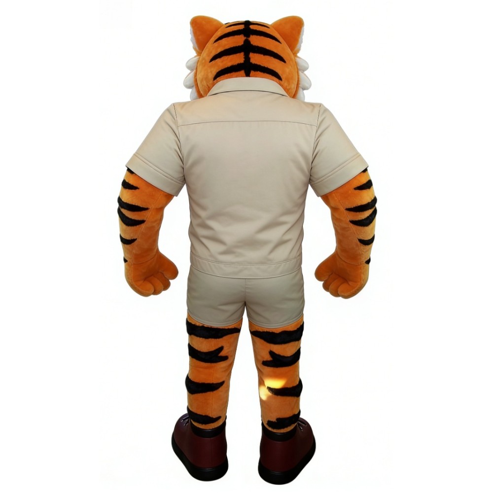 Muscle tiger cartoon mascot costume