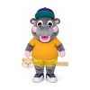 Grey chubby hippopotamus cartoon mascot costume