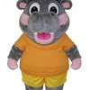 Grey chubby hippopotamus cartoon mascot costume