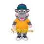 Grey chubby hippopotamus cartoon mascot costume