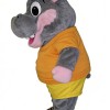 Grey chubby hippopotamus cartoon mascot costume