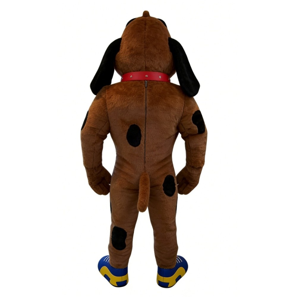 Brown spotted dog cartoon mascot costume