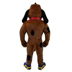 Brown spotted dog cartoon mascot costume