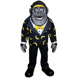Grey gorilla manager mascot costume