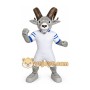 Grey goat cartoon mascot costume