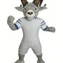 Grey goat cartoon mascot costume