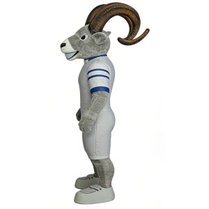 Grey goat cartoon mascot costume