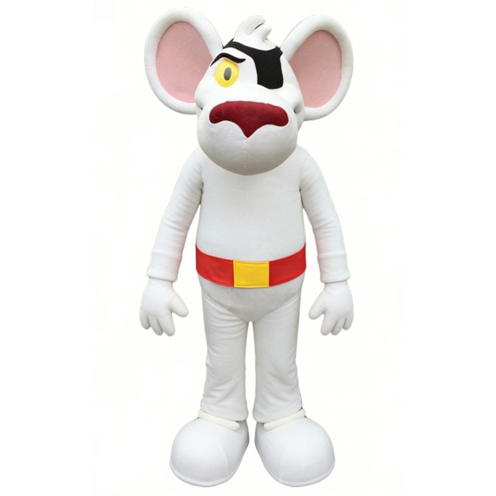 White pirate mouse cartoon mascot costume