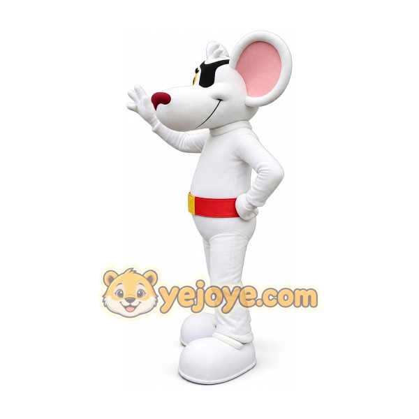 White pirate mouse cartoon mascot costume