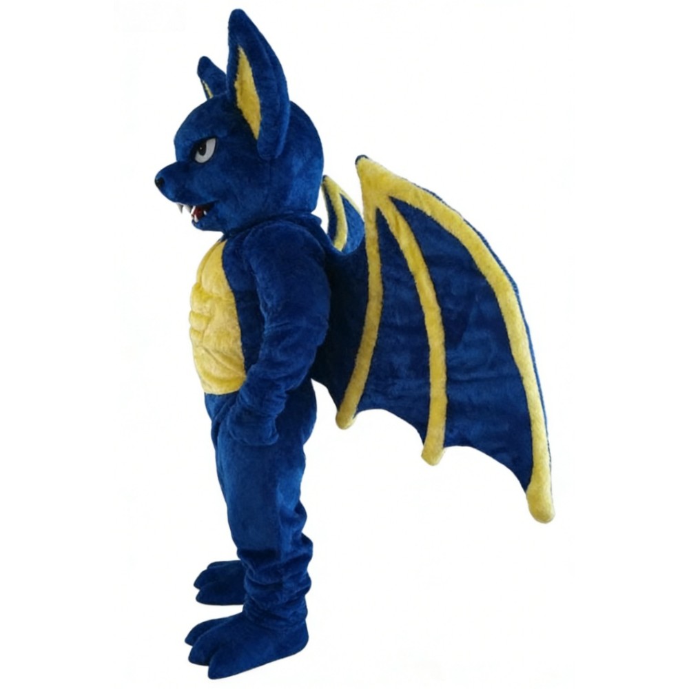 Blue Bat Devil Cartoon Mascot costume