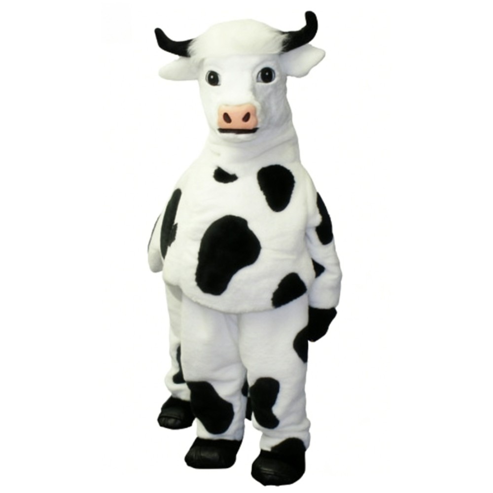 Black and White Cow Cartoon Mascot Costume