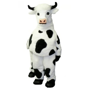 Black and White Cow Cartoon Mascot Costume