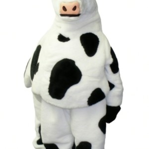 Black and White Cow Cartoon Mascot Costume