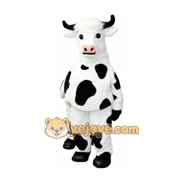 Black and White Cow Cartoon Mascot Costume