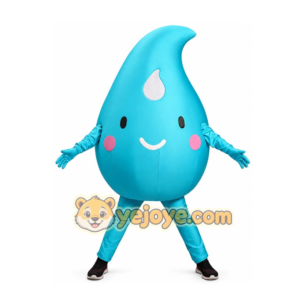 Blue eco-friendly water droplet cartoon mascot costume