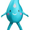 Blue eco-friendly water droplet cartoon mascot costume