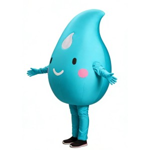 Blue eco-friendly water droplet cartoon mascot costume
