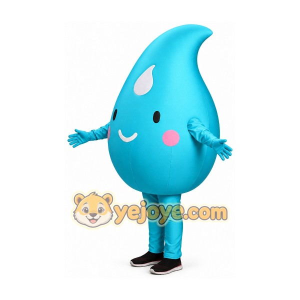 Blue eco-friendly water droplet cartoon mascot costume
