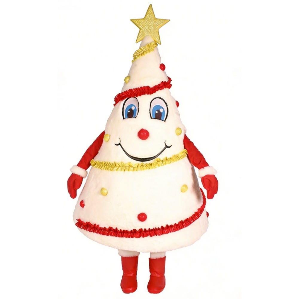 White snowman Christmas tree figurine mascot costume