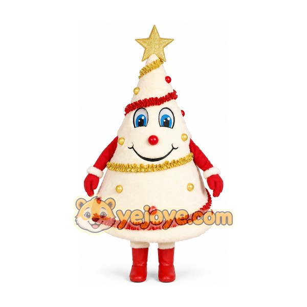 White snowman Christmas tree figurine mascot costume