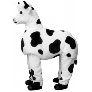 Black and White Cow Cartoon Mascot Costume