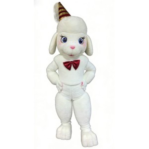 White lamb cartoon mascot costume
