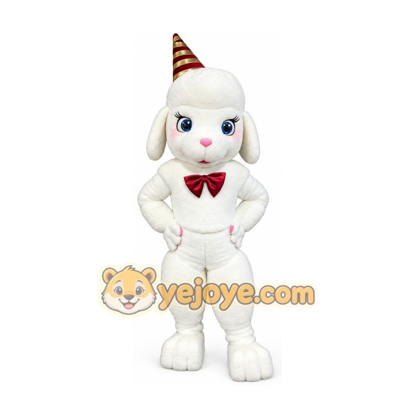 White lamb cartoon mascot costume