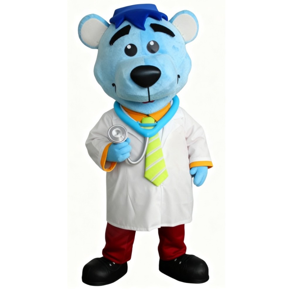 Blue Little Bear Doctor Mascot Costume